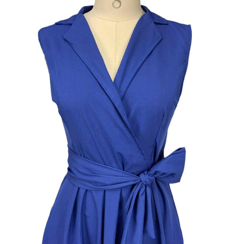 Cross-Border Women's Solid Color Midi Dress with Belt