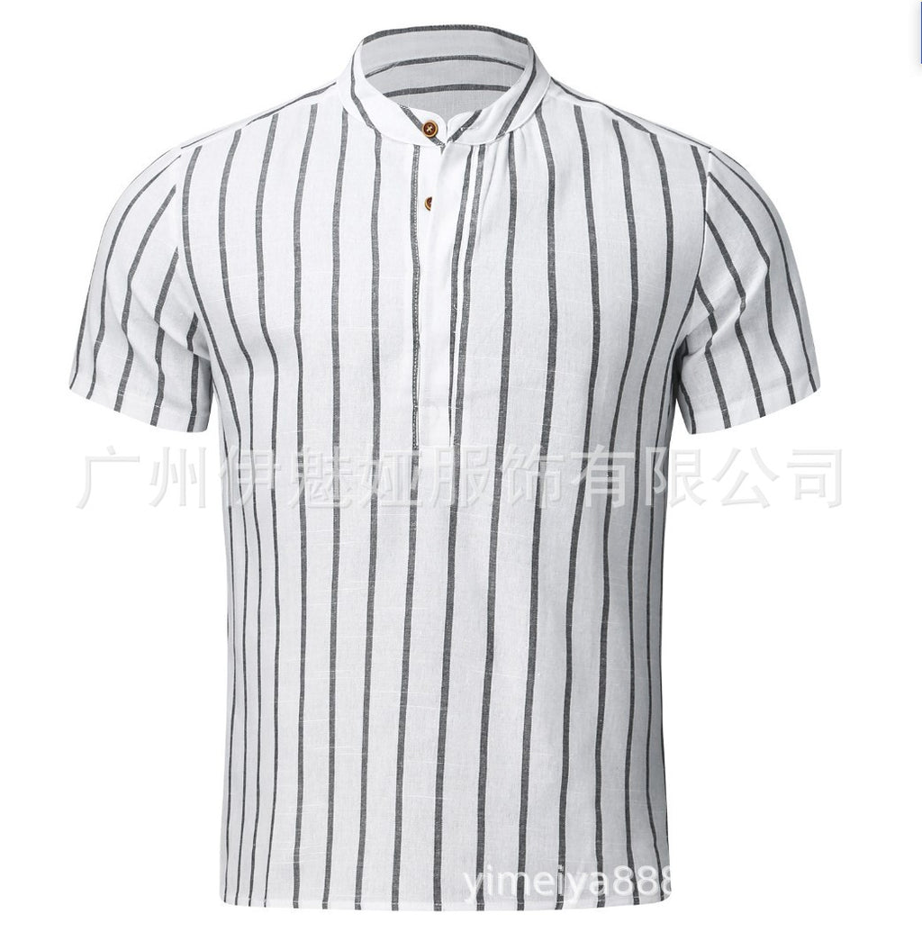 2023 Men's Casual Striped Short Sleeve Shirt