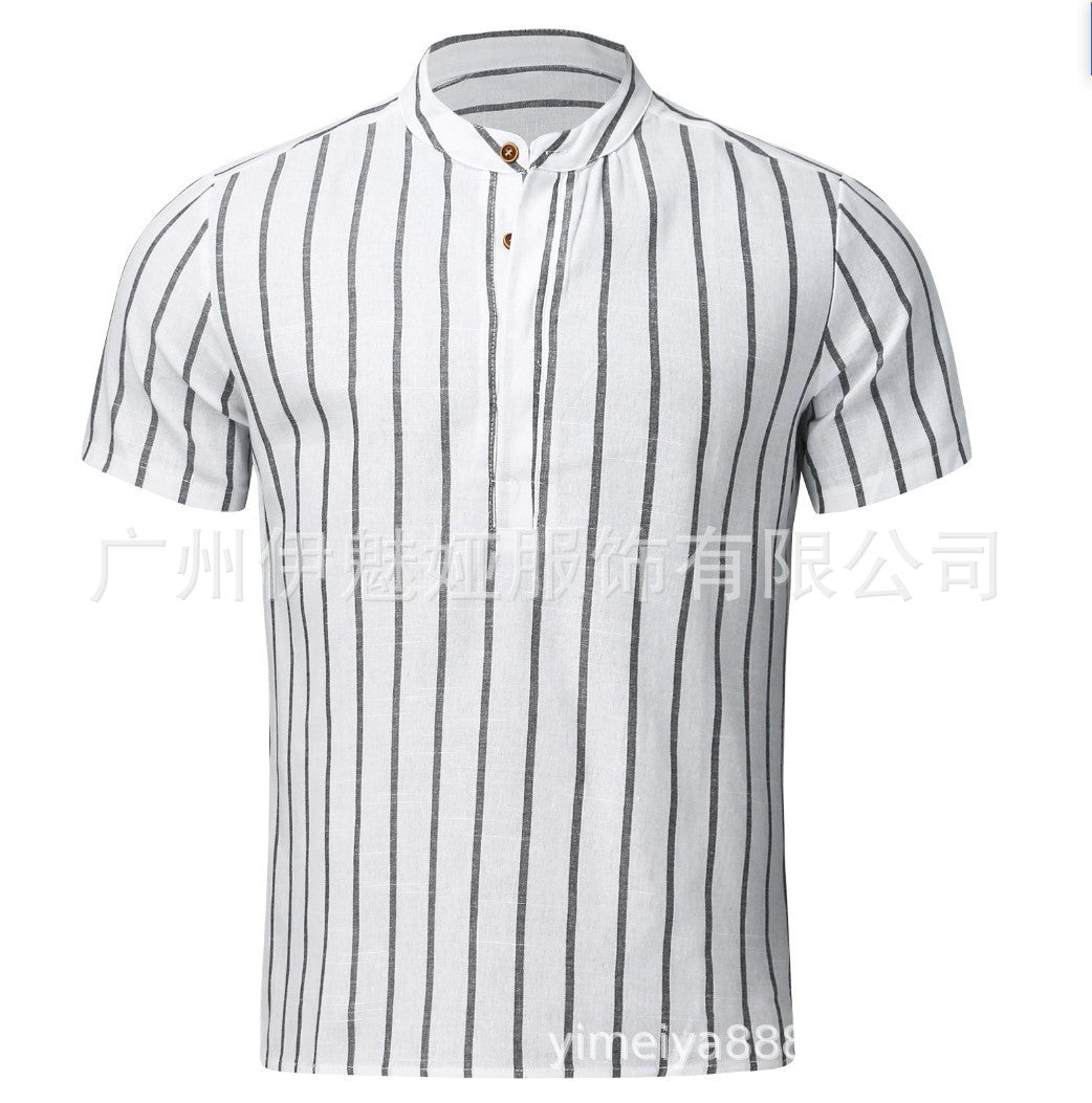 2023 Men's Casual Striped Short Sleeve Shirt