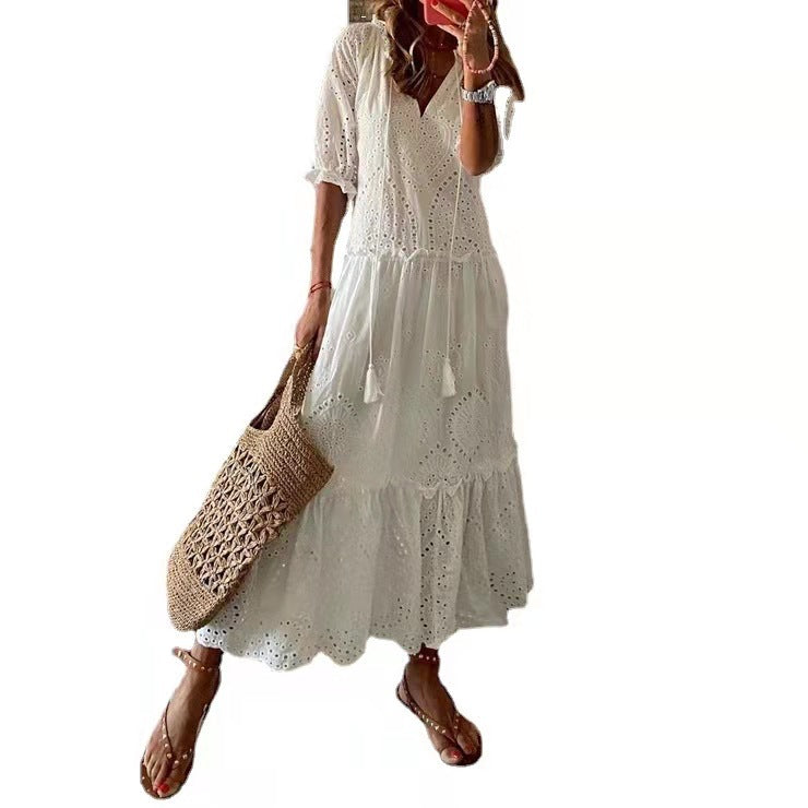 2021 Casual Sweet V-Neck Printed Midi Dress for Women