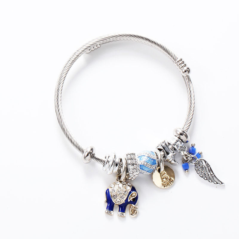 Adjustable Titanium Steel Elephant Leaf Bracelet