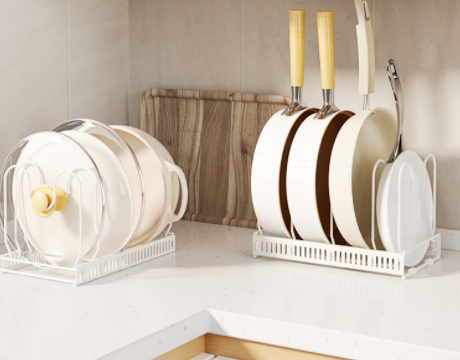 Adjustable Kitchen Cabinet Pot Lid and Dish Rack
