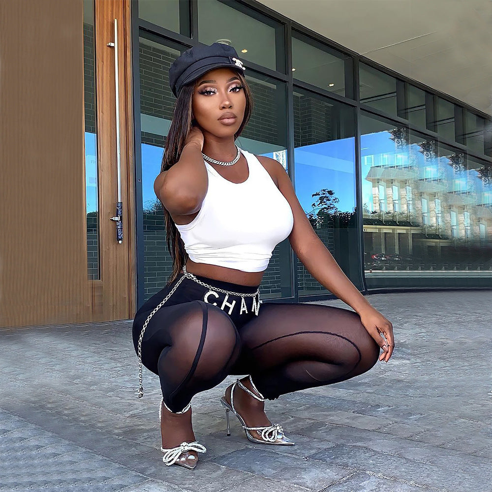 See-Through Mesh Leggings for Women