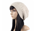 Knitted Beanie, Slouchy Hat, Double-Layer Yarn Cap