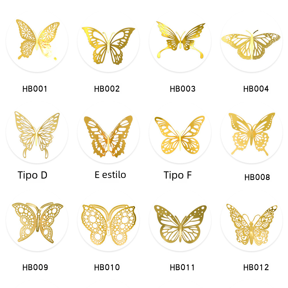 12pcs 3D Hollow Butterfly Wall Stickers for Decor