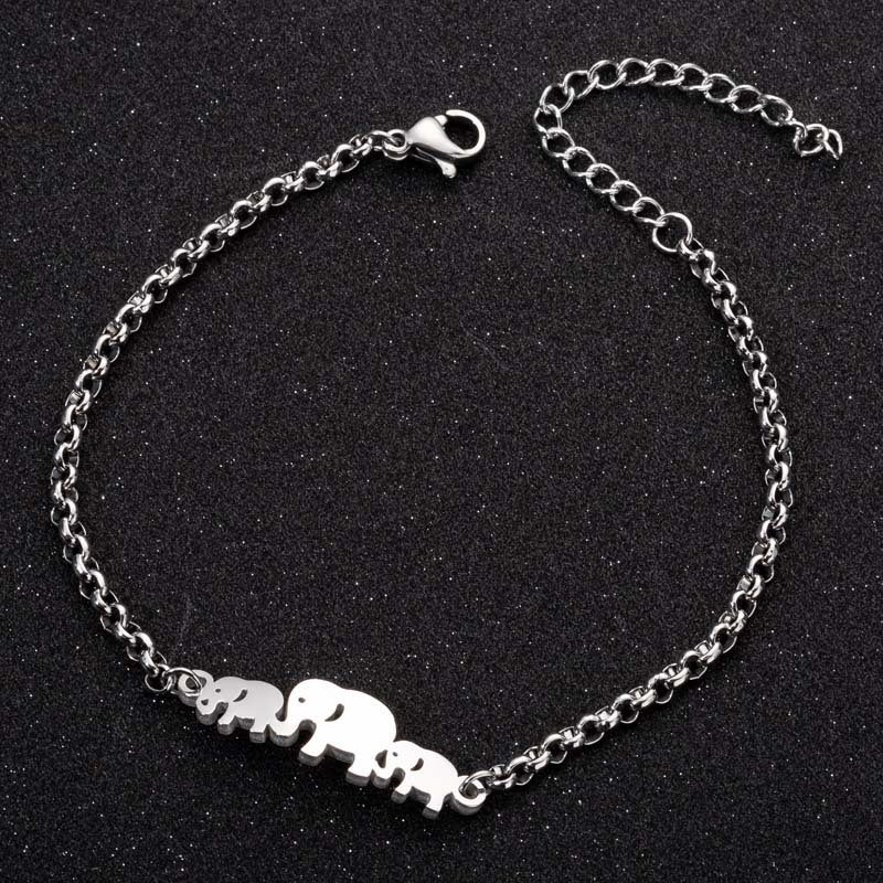 Stainless Steel Elephant Bracelet for Women, Simple Design