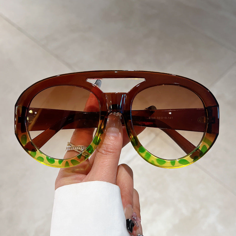 Vintage Oval Dual Beam UV Protection Sunglasses