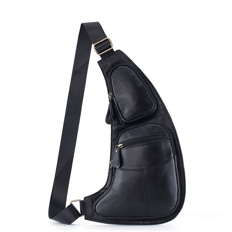 YI ANG Men's Genuine Leather Crossbody Chest Bag