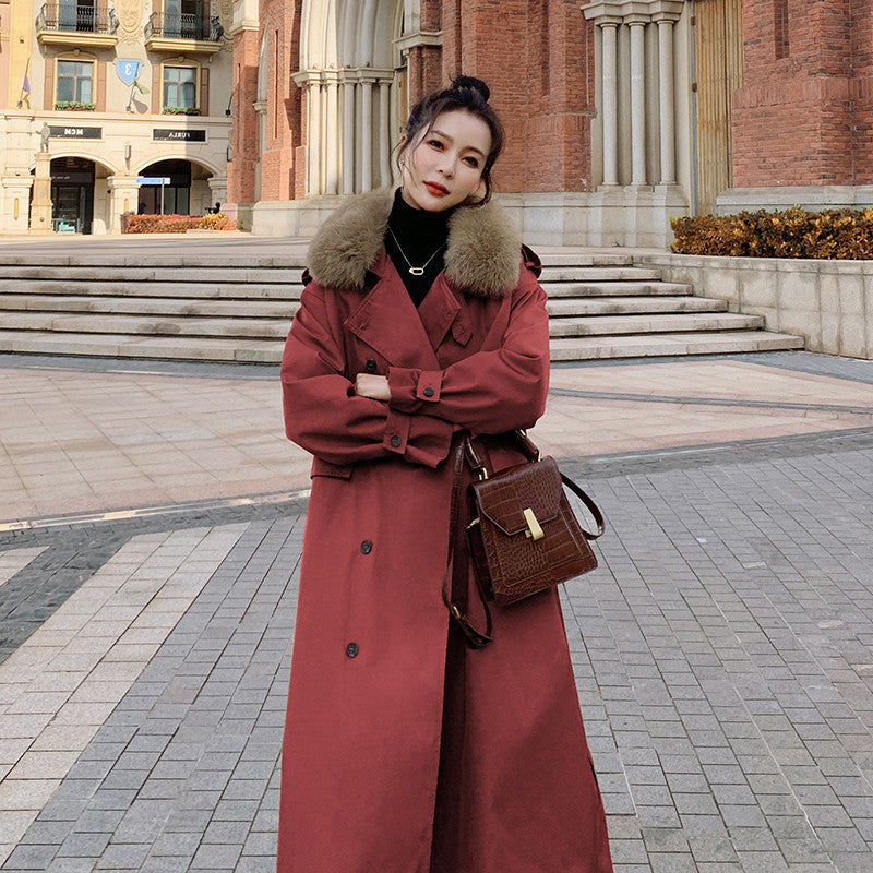 Women's Loose Over-the-Knee Thick Stitching Coat