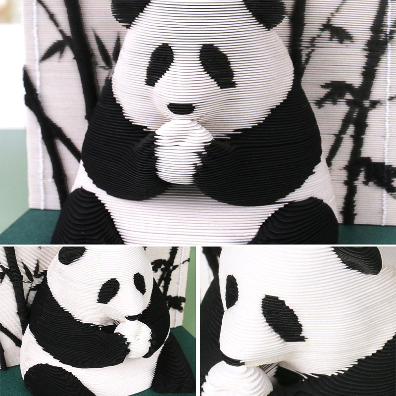 3D Bamboo Panda Sticky Notes Laser Engraved Gifts