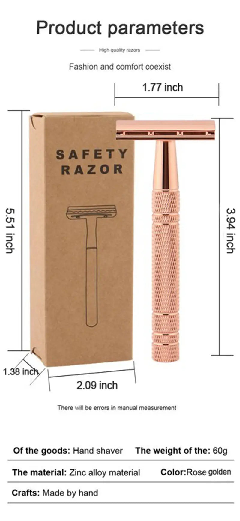 Double Edge Safety Razor with Long Handle for Men