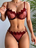 Lace Floral Underwire Lingerie Set for Women