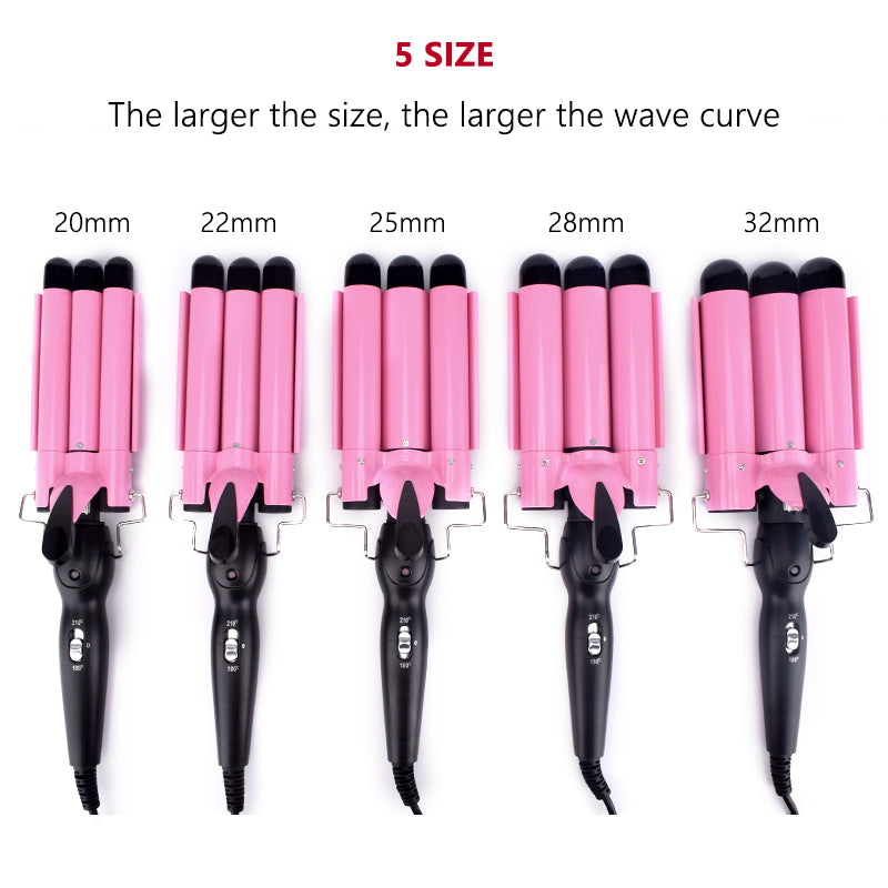Three Barrel Electric Curling Iron