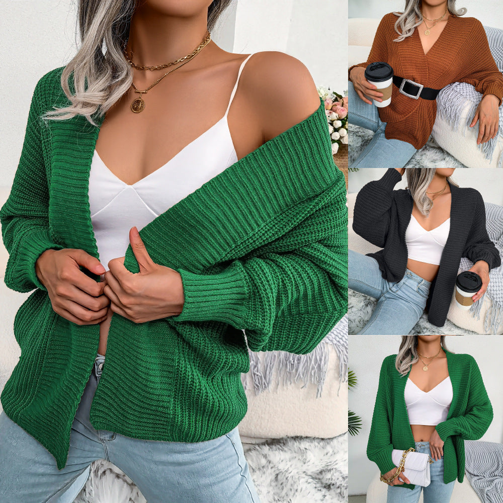 Casual Batwing Sleeve Knitted Cardigan for Women