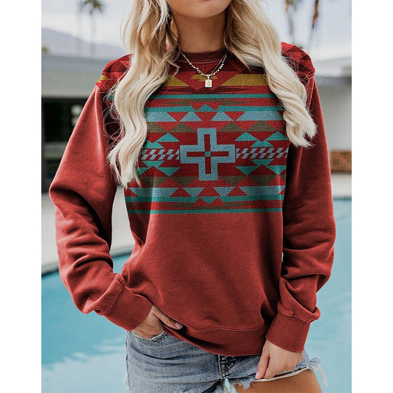 Vintage Western Style Women's Sweatshirt - Casual Pullover