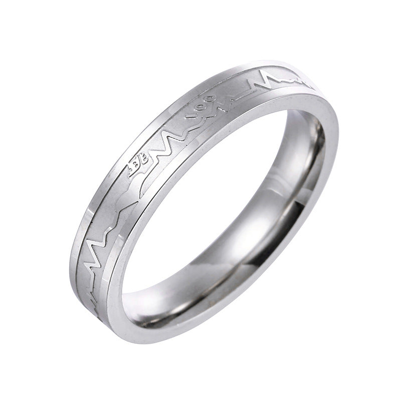 Titanium Steel ECG Ring for Men and Women Fashion