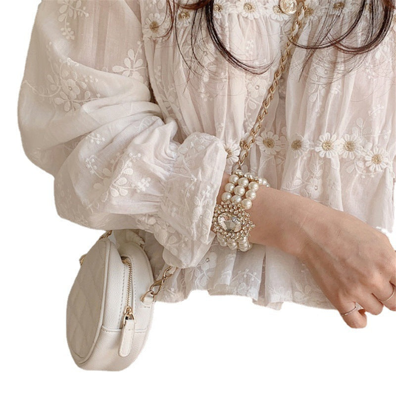 2022 Fall Design Korean Long Sleeve Lace Top