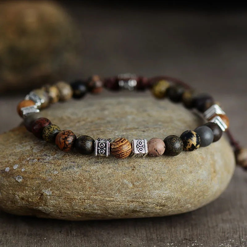 Men's Handmade Adjustable Agate Bead Bracelet (6/8MM)