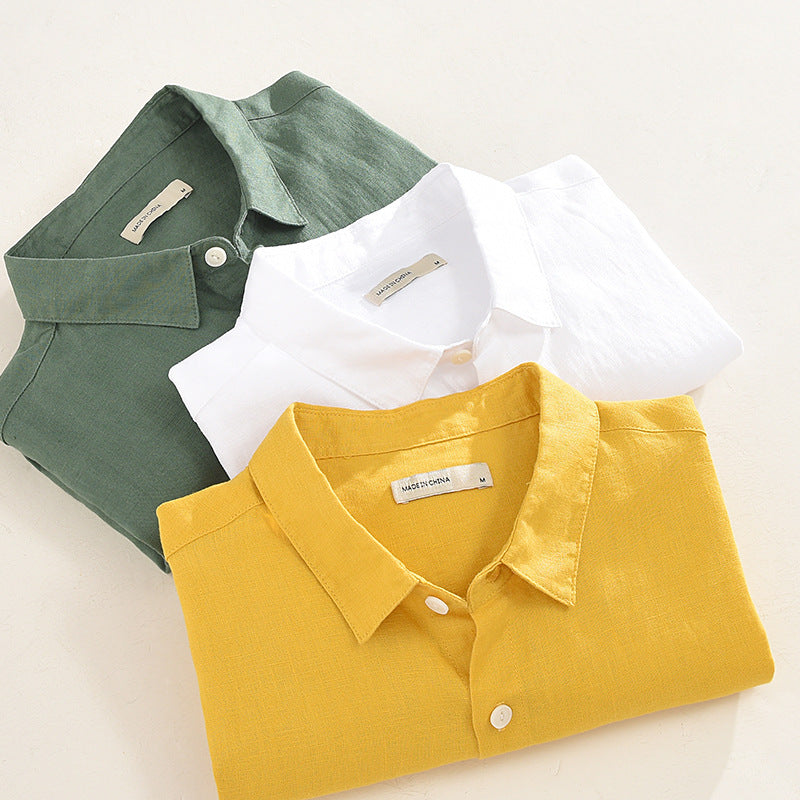1998 Autumn Men's Loose Linen Pocket Shirt