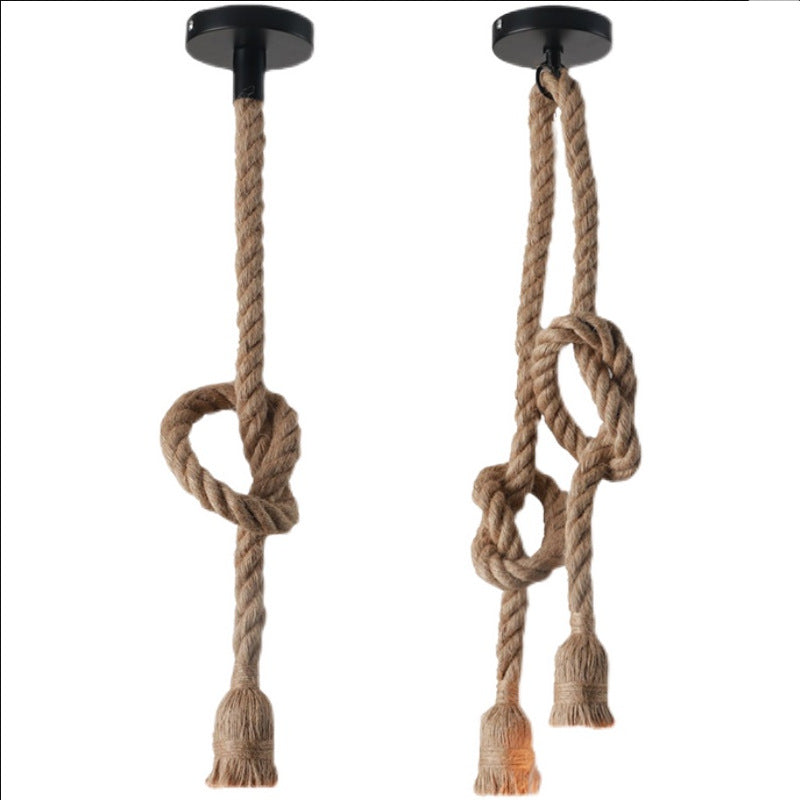 Vintage American Country Jute Rope Pendant Light E27