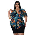 Large Women's Print Two-Piece T-Shirt and Shorts Set