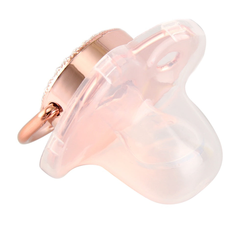 Rose Gold Pacifier with Diamond Chain for Babies