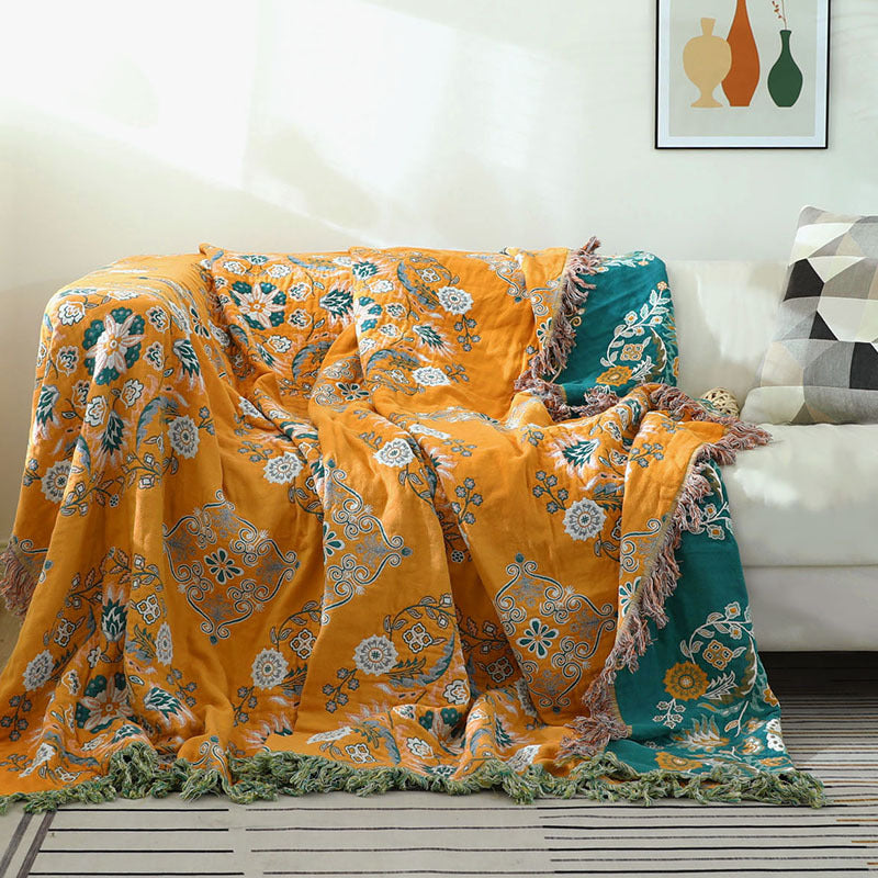European Cotton Tassel Sofa Cover - Double-Sided Blanket