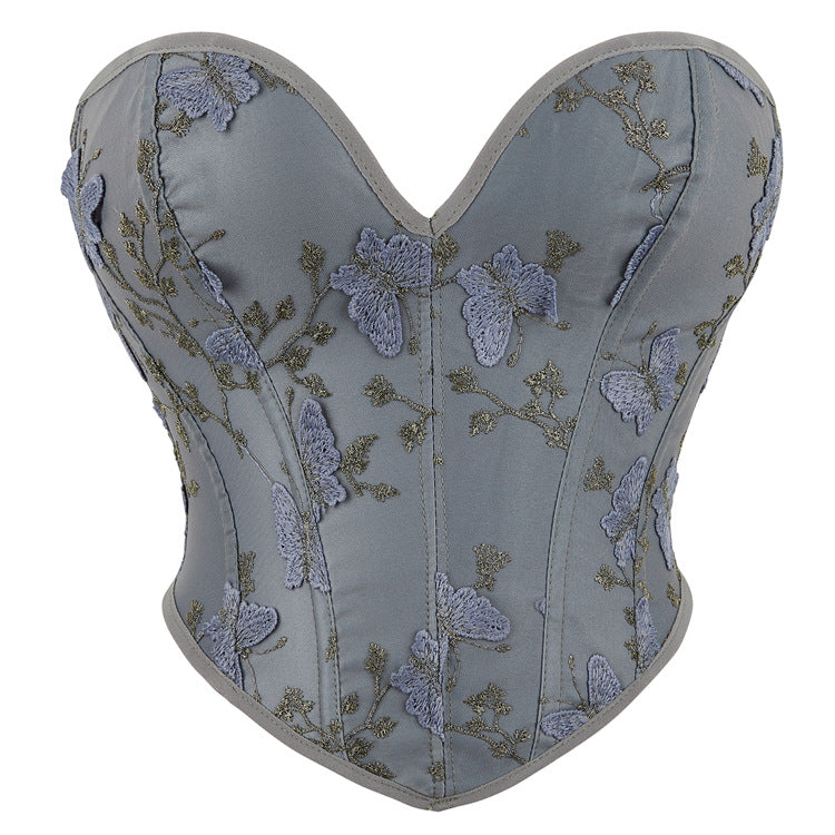 New Apricot Butterfly Print Women's Strapless Top