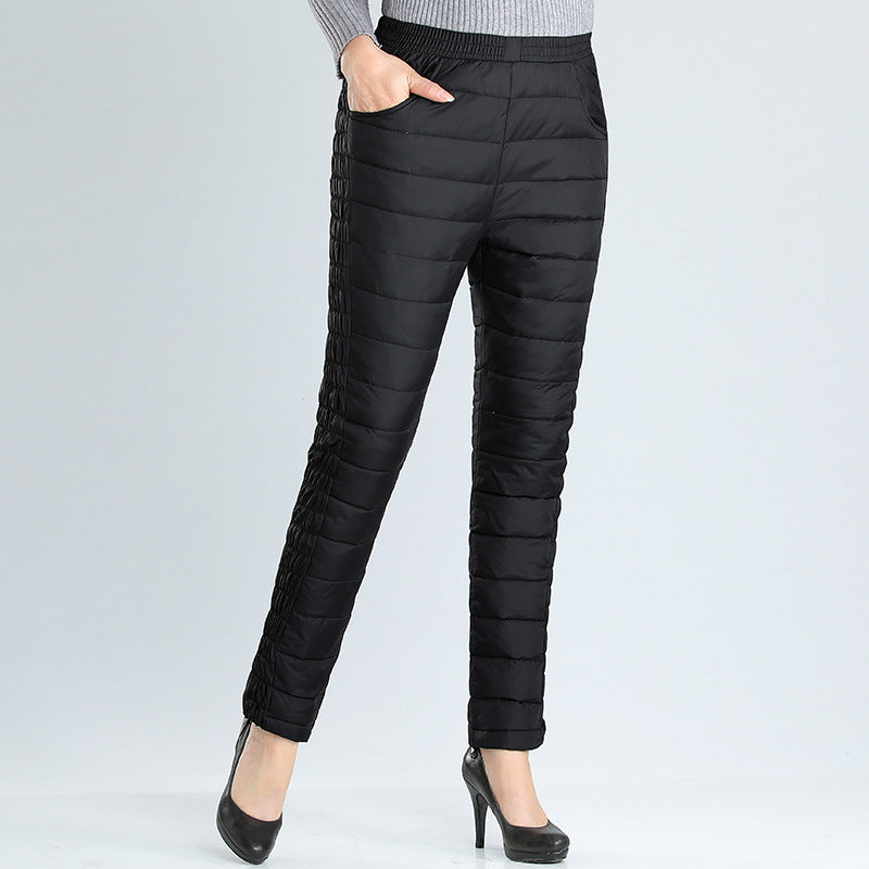High-Waisted Thickened Plush Cotton Pants for Women