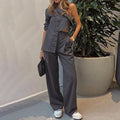 2022 Women's Fashion Set: Sexy Asymmetric Top & Pants