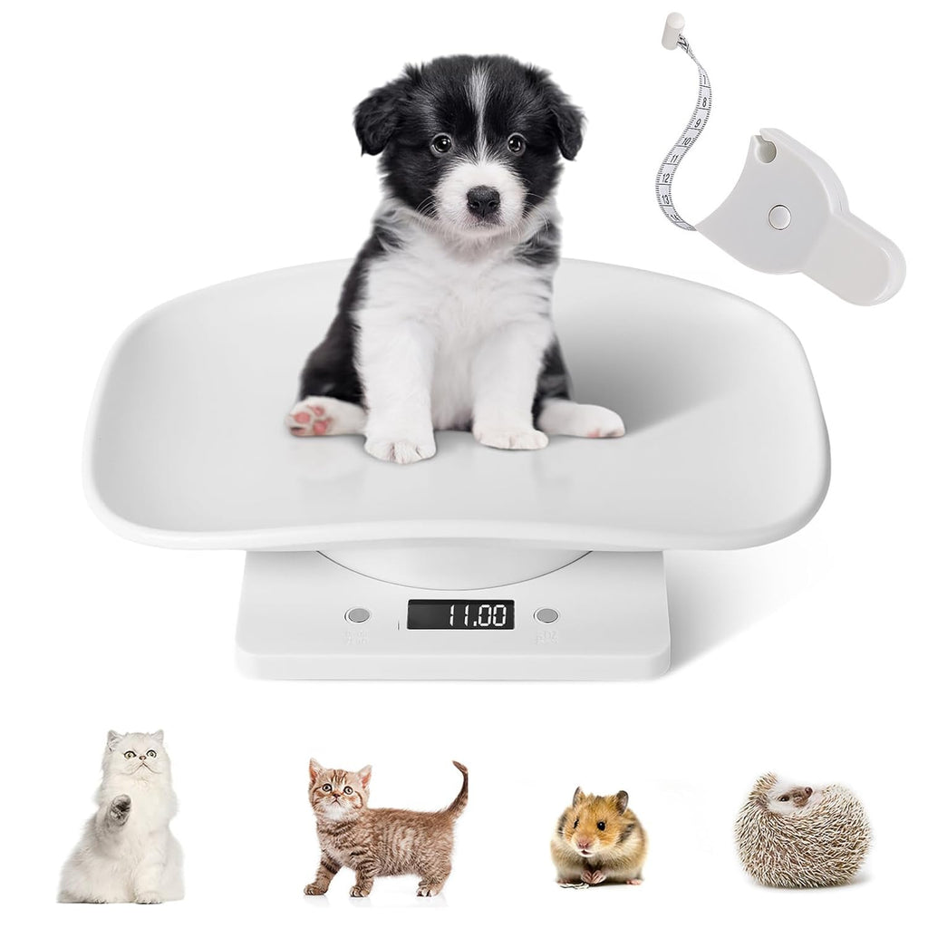 Puppy Scales 15KG Pet Scale - Digital Weighing Scale for Puppies Babies Small Animals -Tape Measure、Card、CollarUnit Conversion (g/ml/oz/lb.oz)-Newborn CatsDogsHamstersKittens