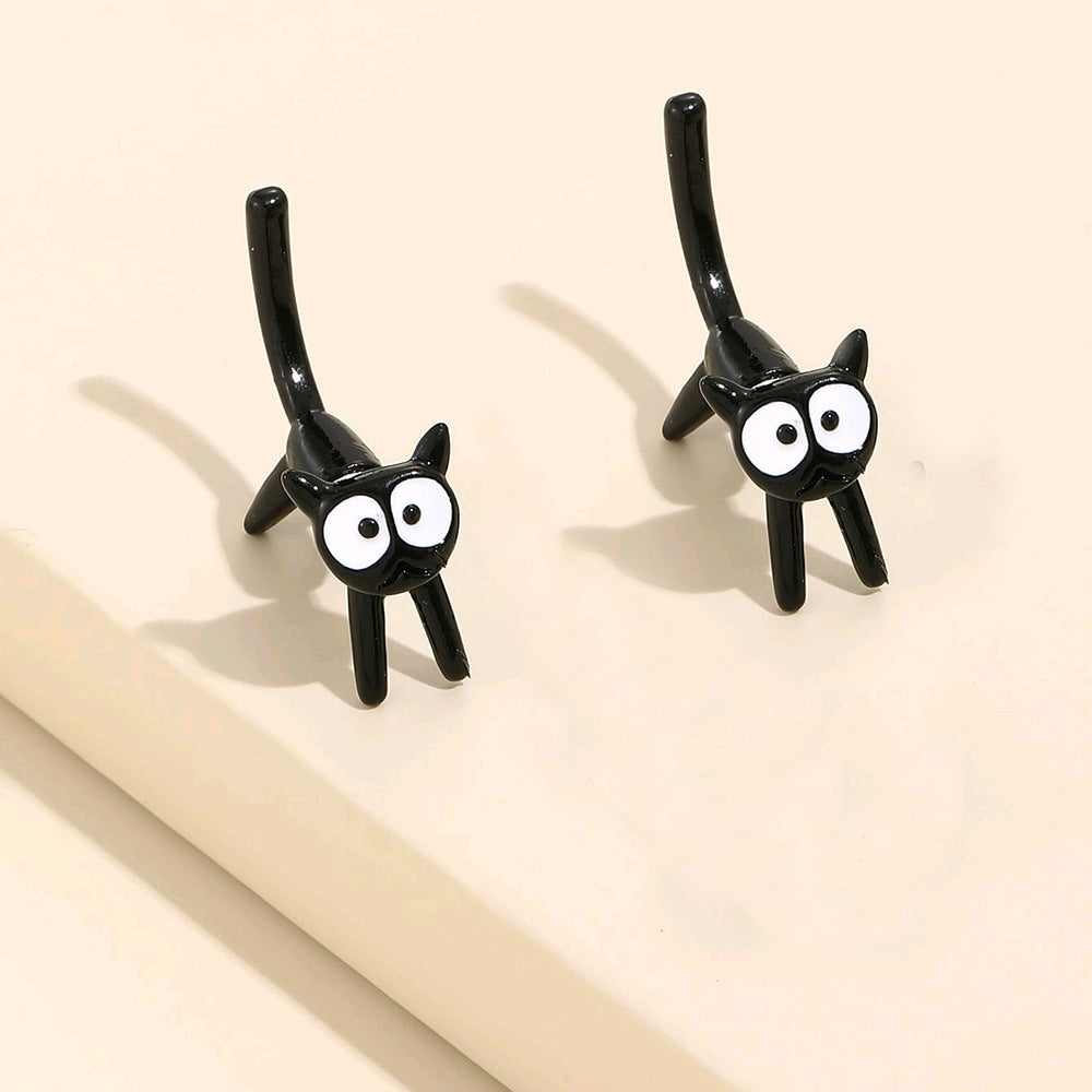 Cute Black Cat Earrings for Women - Ins Style Design