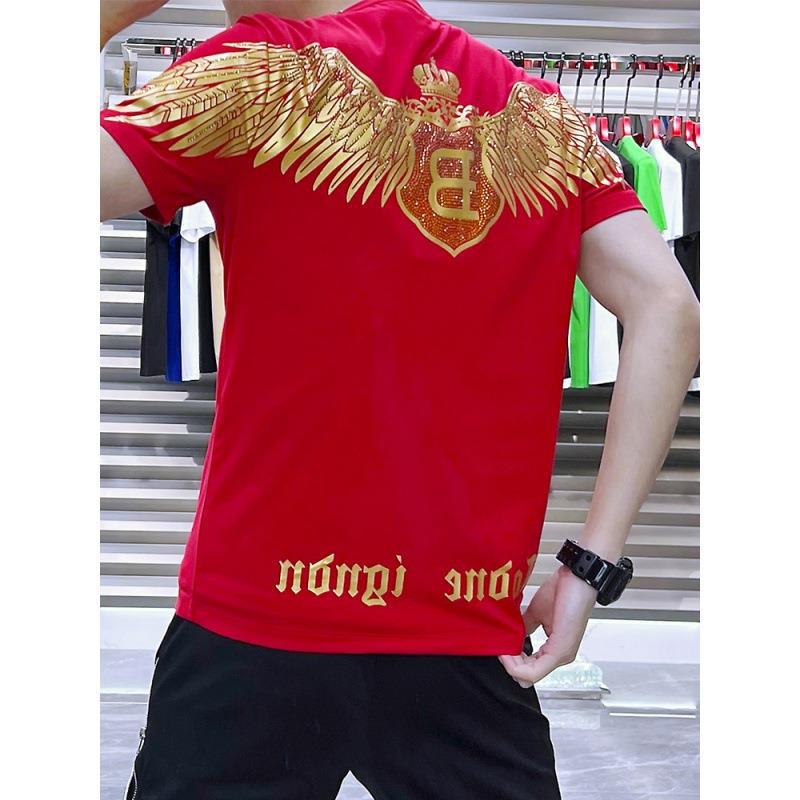 Men's Slim Fit Wing Print Red T-Shirt 2023 Summer Trend