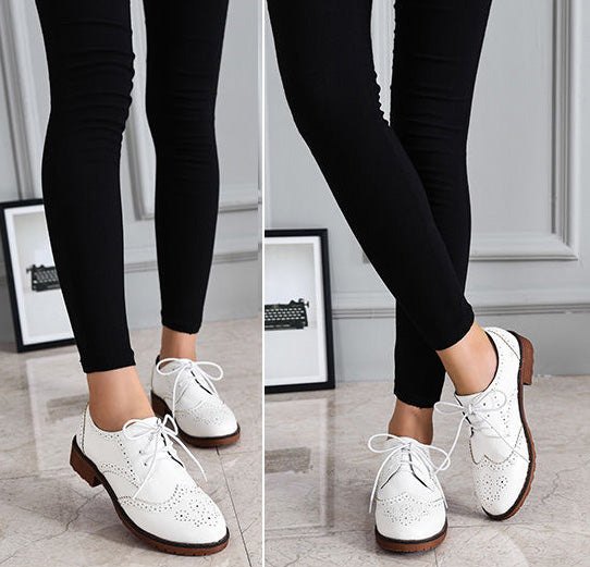 Genuine Leather Round Toe Casual Slip-On Women's Shoes