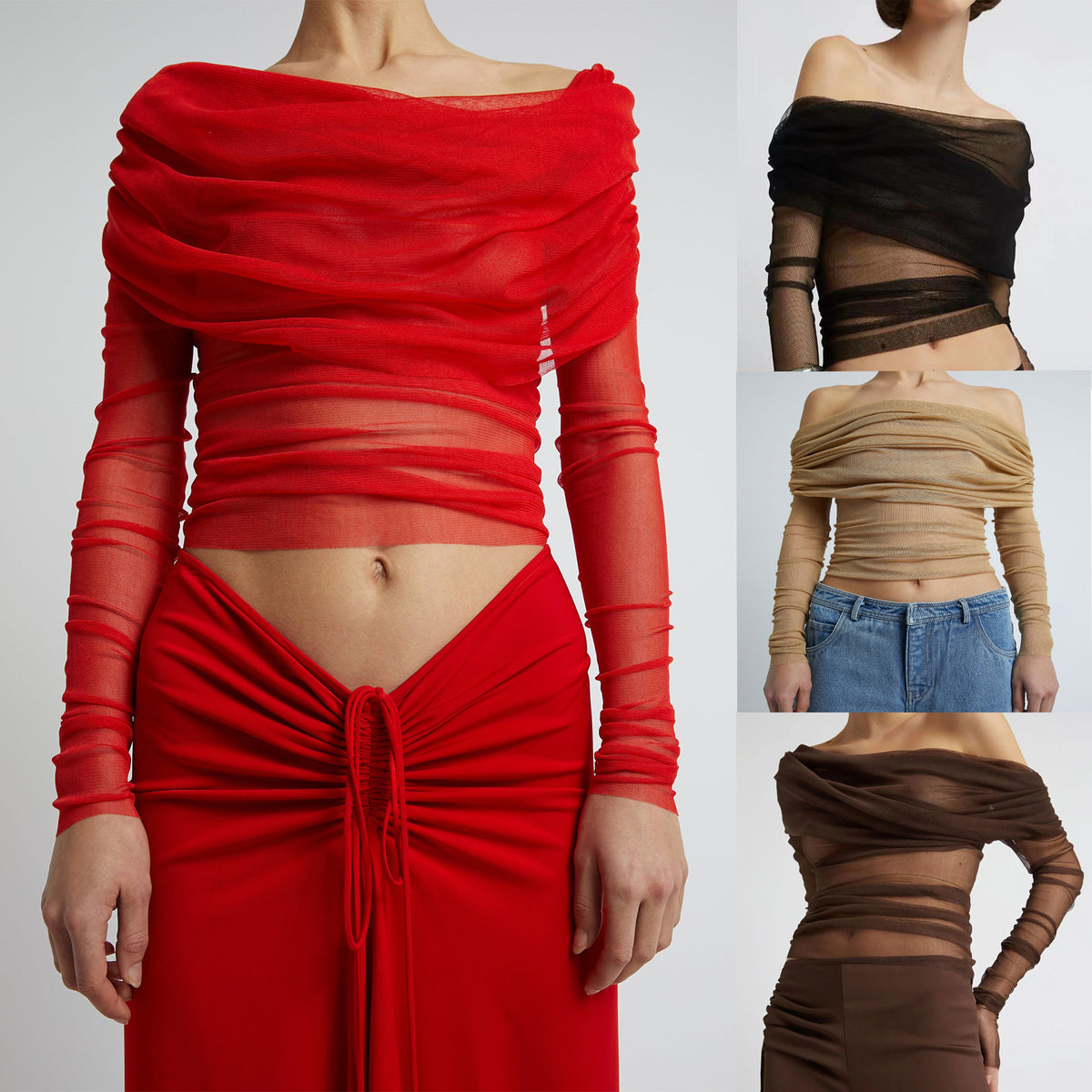 2024 Spring European Sexy Sheer Off-Shoulder Dress