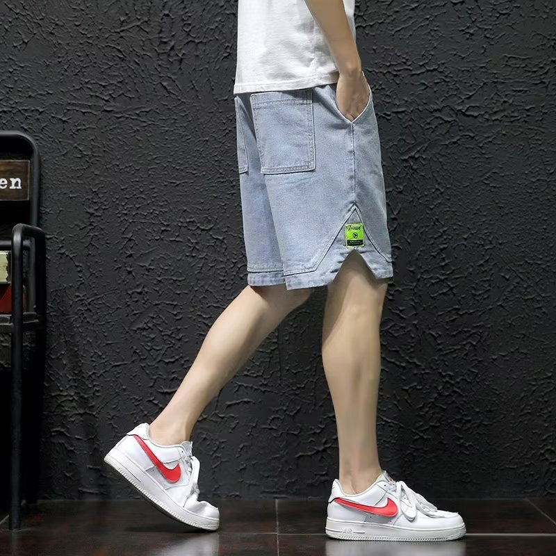 Men's Loose Fit Summer Denim Shorts with Elastic Waist