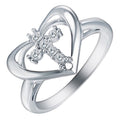 Heart Zircon Cross Devotion Ring for Women