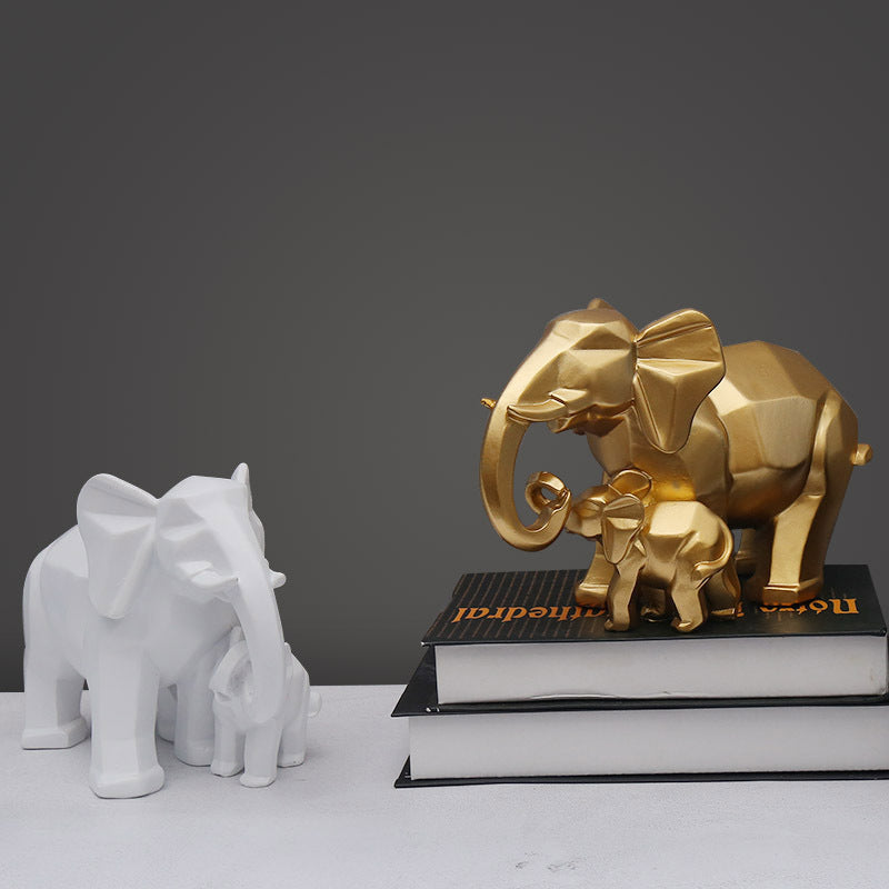 Nordic Minimalist Geometric Elephant Resin Figurine