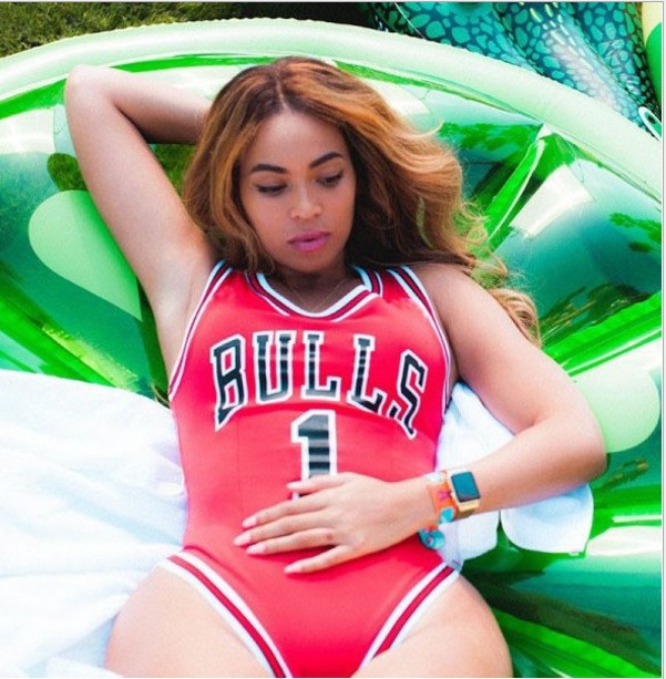 Beyoncé Style Swimsuit and Jersey One-Piece Outfit