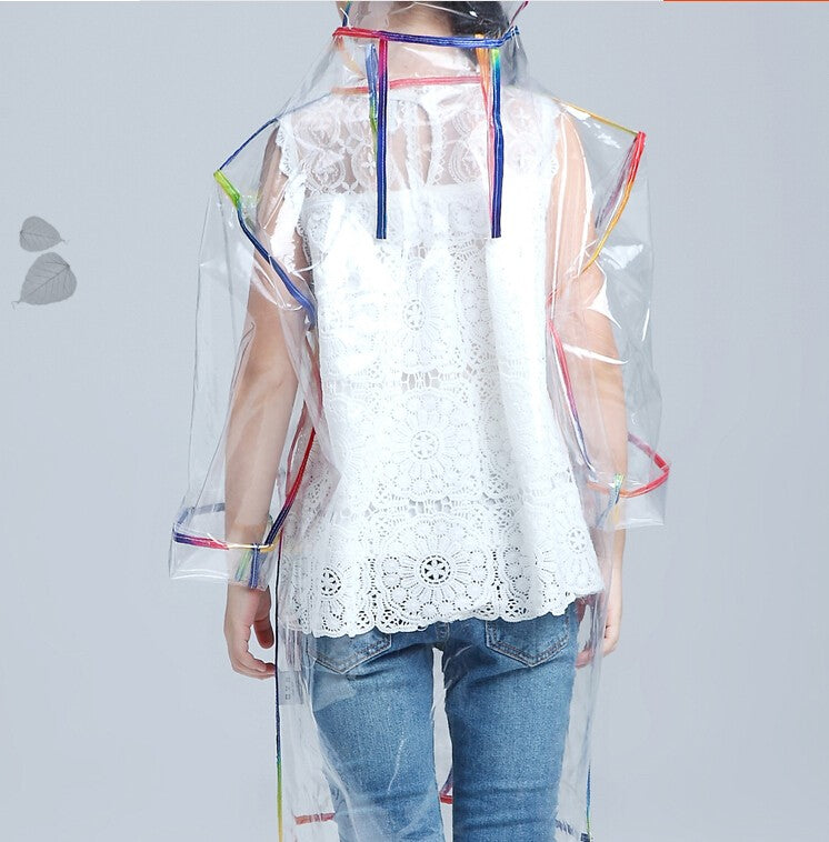 Kids Waterproof Rainbow Edge Raincoat with Hat