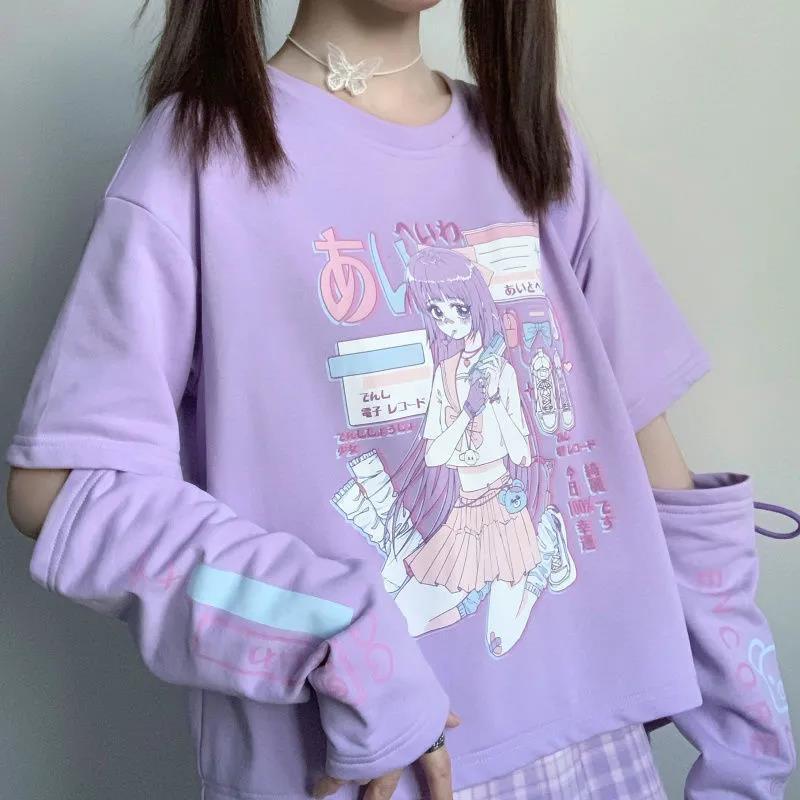 Japanese Style Two-Piece Short Sleeve T-Shirt for Women