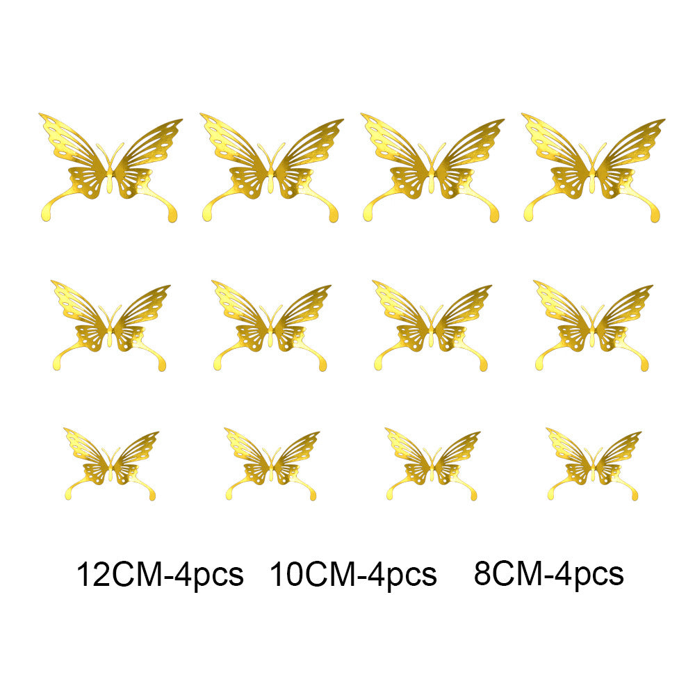 12pcs 3D Hollow Butterfly Wall Stickers for Decor