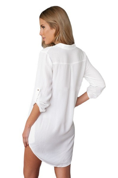 Autumn V-Neck Chiffon Long Sleeve Casual Shirt for Women