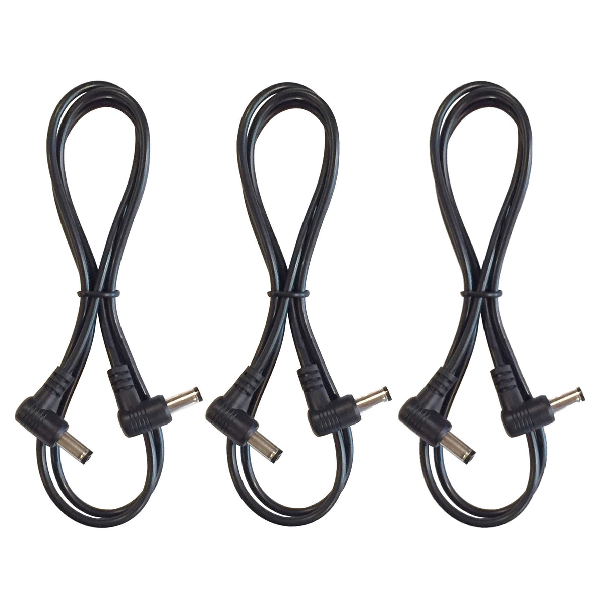 (3) Pack 3 Foot Right Angle DC Power 5.5mm x 2.1mm Patch Cables Wire Male to Male