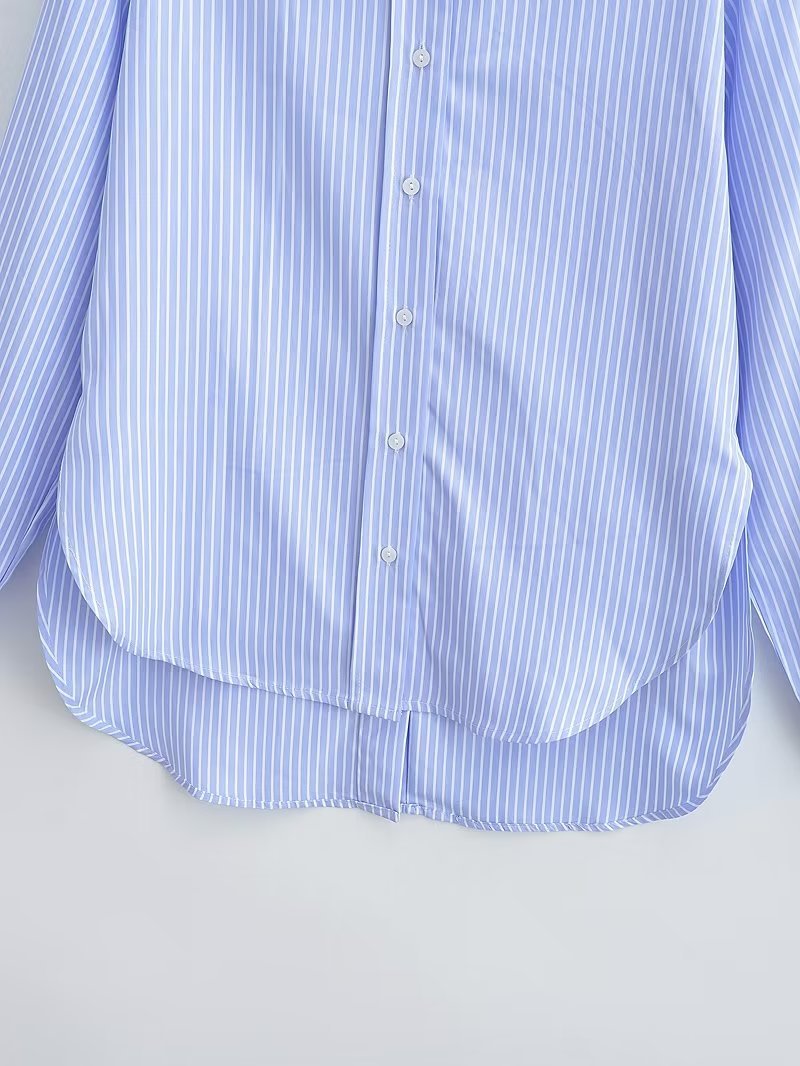 2023 Summer Casual Striped Shirt with Button Detail