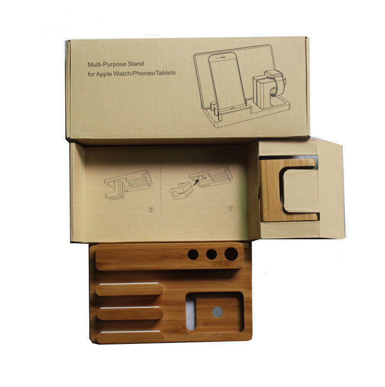 3-in-1 Bamboo Phone Stand & Wooden Charging Base