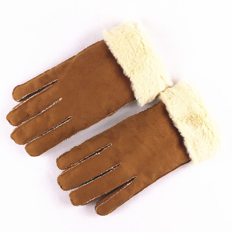 Unisex Faux Rabbit Fur Lined Winter Gloves