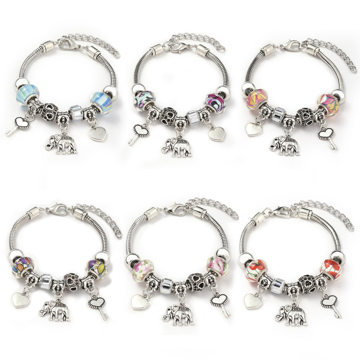 Fashionable DIY Bracelet with Alloy Beads and Glass Styles