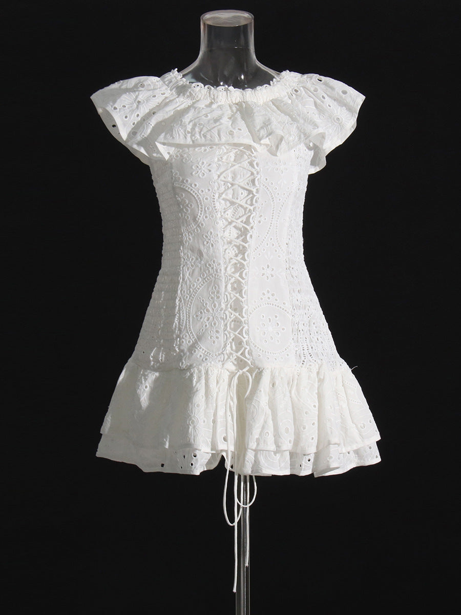Spring 2024 Sexy Off-Shoulder Ruffle Dress