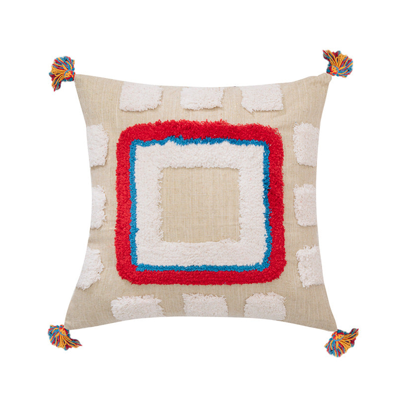 Custom Indian Handcrafted Geometric Tassel Pillow Cover